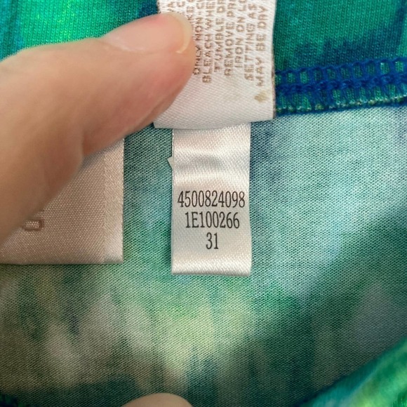 CHICO'S Bright Green Blue Striped Tie Dye Tiered Maxi Skirt Elastic Waist Size S - Picture 9 of 12